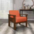 Fauteuil d'appoint Okak 1 pc Fauteuil de salon avec tissu d'ameublement Fauteuil en bois finition noyer Chaise de lecture et de loisirs avec assise et dossier rembourrés