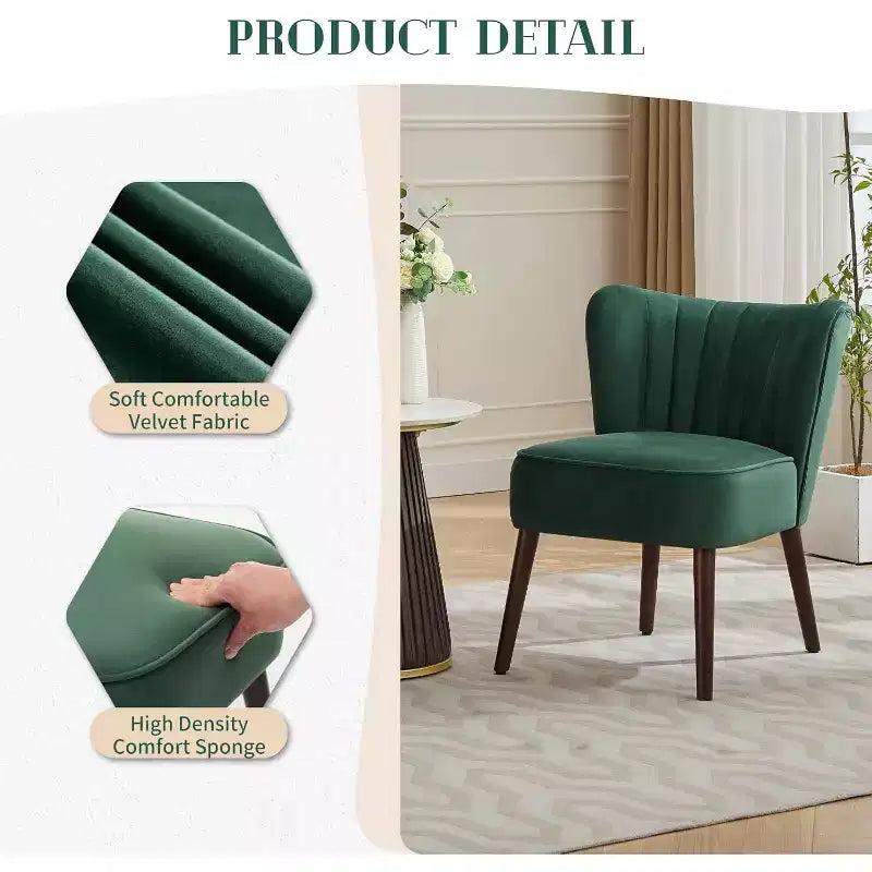 Lot de 2 fauteuils d'appoint modernes en velours, fauteuils de salon rembourrés doux avec pieds en bois