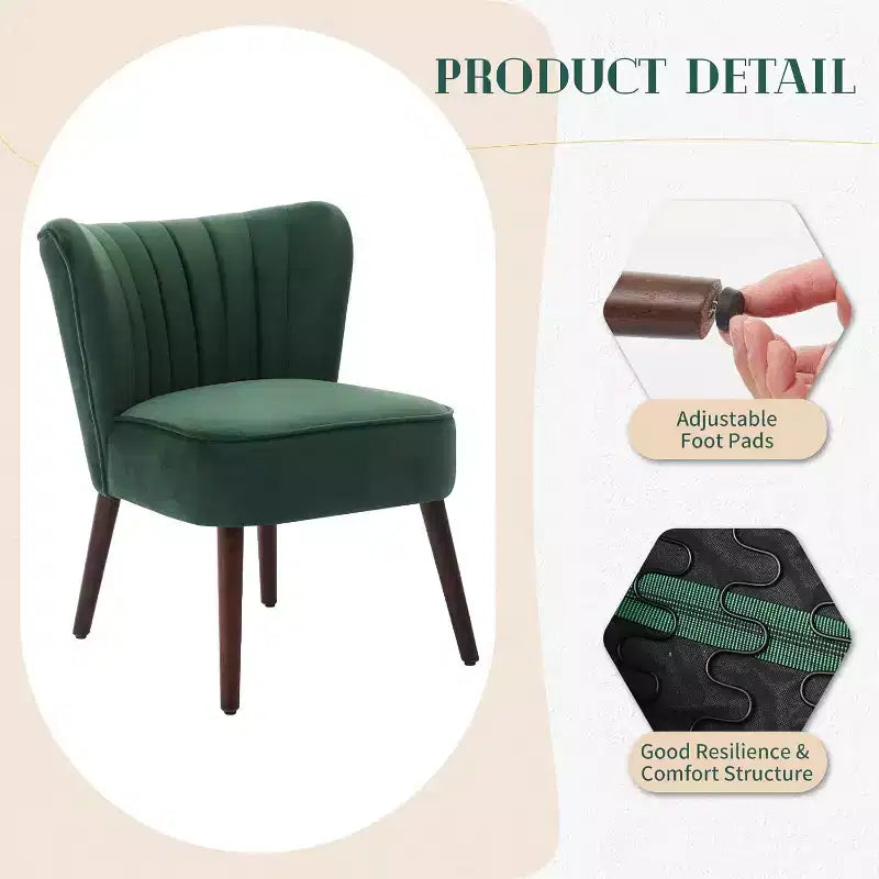 Lot de 2 fauteuils d'appoint modernes en velours, fauteuils de salon rembourrés doux avec pieds en bois