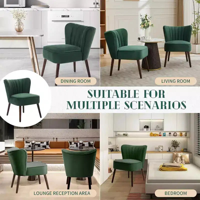 Lot de 2 fauteuils d'appoint modernes en velours, fauteuils de salon rembourrés doux avec pieds en bois