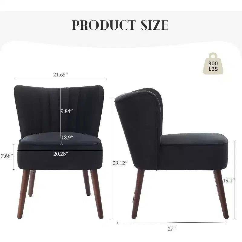 Lot de 2 fauteuils d'appoint modernes en velours, fauteuils de salon rembourrés doux avec pieds en bois