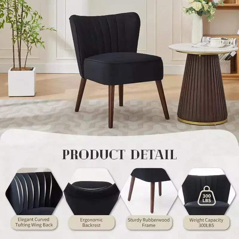 Lot de 2 fauteuils d'appoint modernes en velours, fauteuils de salon rembourrés doux avec pieds en bois