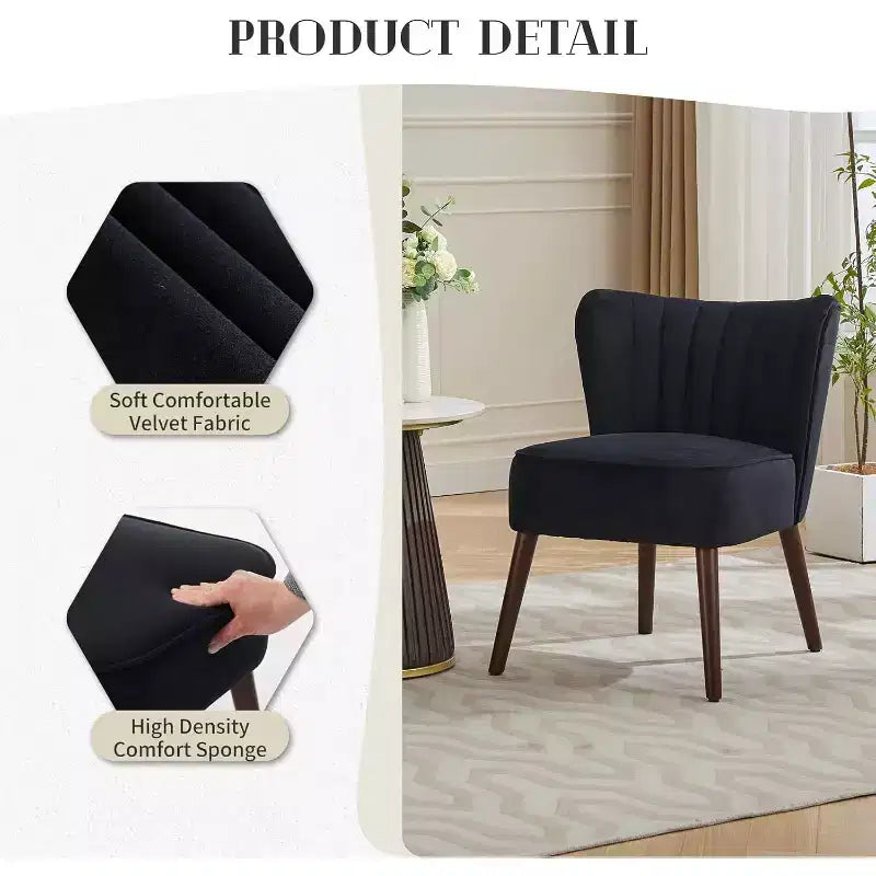 Lot de 2 fauteuils d'appoint modernes en velours, fauteuils de salon rembourrés doux avec pieds en bois