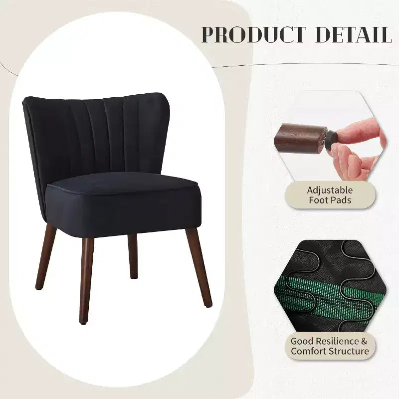 Lot de 2 fauteuils d'appoint modernes en velours, fauteuils de salon rembourrés doux avec pieds en bois