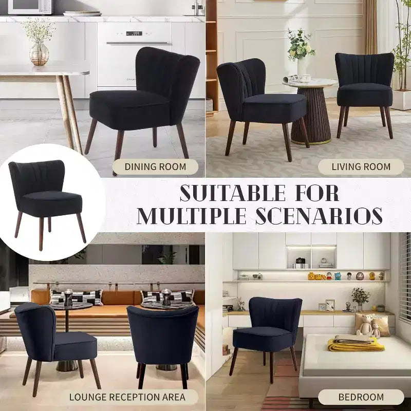 Lot de 2 fauteuils d'appoint modernes en velours, fauteuils de salon rembourrés doux avec pieds en bois