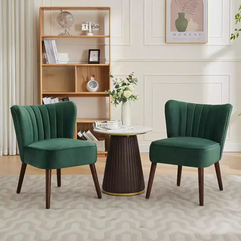 Lot de 2 fauteuils d'appoint modernes en velours, fauteuils de salon rembourrés doux avec pieds en bois