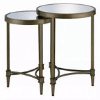Acme Furniture Aditya Lot de 2 tables d'appoint gigognes en laiton et miroir de 45,7 cm de large