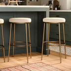 Tabouret de bar en métal sans dossier Maven Lane Stella avec siège tapissé en tissu 31