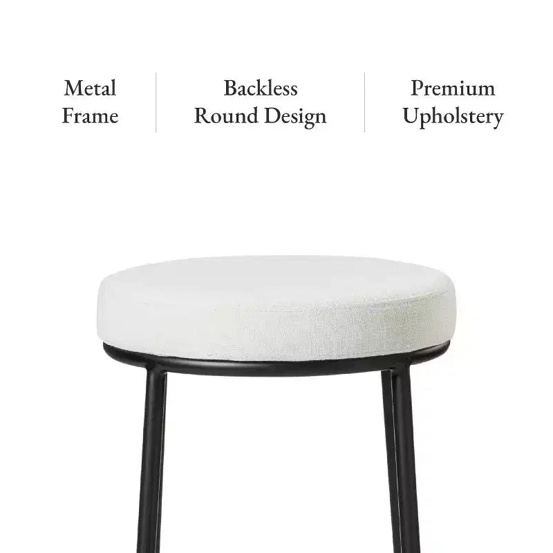 Tabouret de bar en métal sans dossier Maven Lane Stella avec siège tapissé en tissu 31