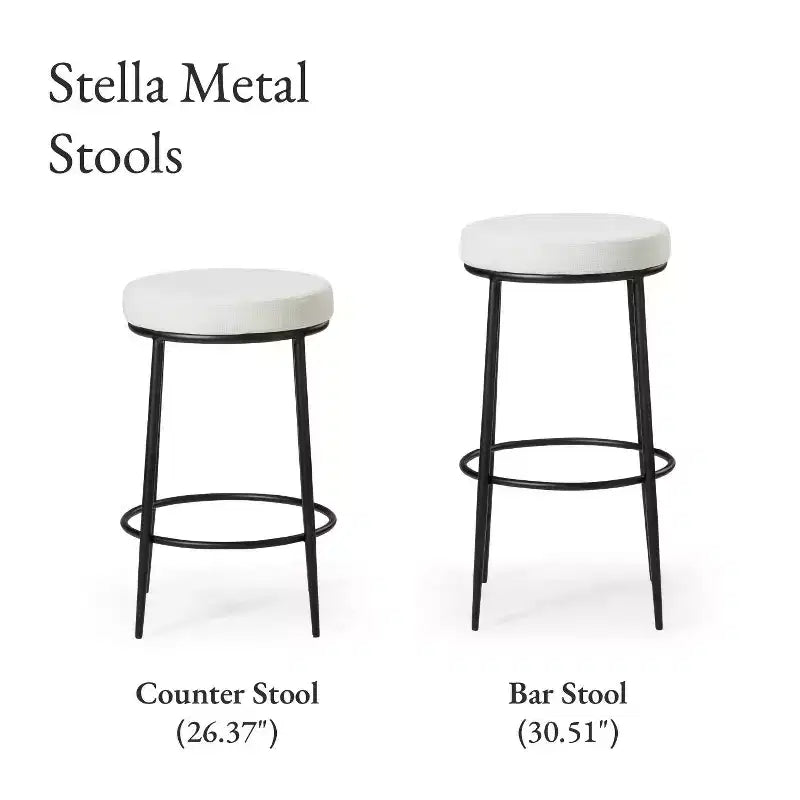 Tabouret de bar en métal sans dossier Maven Lane Stella avec siège tapissé en tissu 31