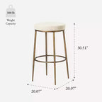 Tabouret de bar en métal sans dossier Maven Lane Stella avec siège tapissé en tissu 31