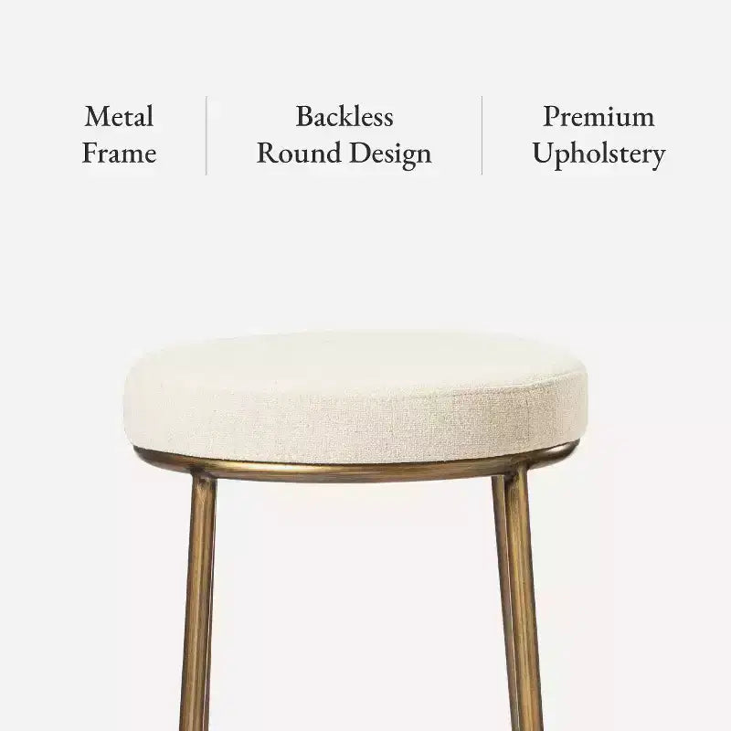 Tabouret de bar en métal sans dossier Maven Lane Stella avec siège tapissé en tissu 31
