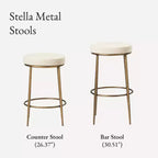 Tabouret de bar en métal sans dossier Maven Lane Stella avec siège tapissé en tissu 31
