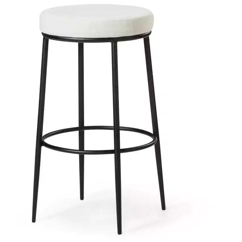 Tabouret de bar en métal sans dossier Maven Lane Stella avec siège tapissé en tissu 31