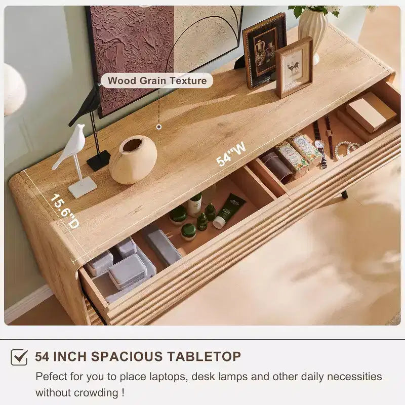 SinCiDo Commode 5 tiroirs, commode haute de 122 cm en bois cannelé de style moderne du milieu du siècle avec pieds coniques pour chambre, salon, couloir et dressing