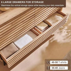 SinCiDo Commode 5 tiroirs, commode haute de 122 cm en bois cannelé de style moderne du milieu du siècle avec pieds coniques pour chambre, salon, couloir et dressing