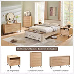 SinCiDo Commode 5 tiroirs, commode haute de 122 cm en bois cannelé de style moderne du milieu du siècle avec pieds coniques pour chambre, salon, couloir et dressing