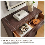 SinCiDo Commode 5 tiroirs, commode haute de 122 cm en bois cannelé de style moderne du milieu du siècle avec pieds coniques pour chambre, salon, couloir et dressing