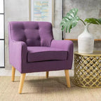 Fauteuil d'appoint en tissu Okak, fauteuil club capitonné, fauteuil élégant et confortable avec pieds en bois de bouleau pour salon ou chambre à coucher