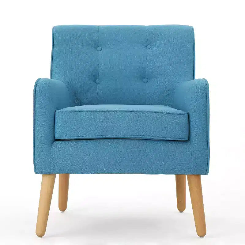 Fauteuil d'appoint en tissu Okak, fauteuil club capitonné, fauteuil élégant et confortable avec pieds en bois de bouleau pour salon ou chambre à coucher