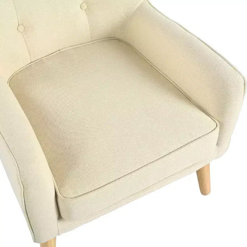 Fauteuil d'appoint en tissu Okak, fauteuil club capitonné, fauteuil élégant et confortable avec pieds en bois de bouleau pour salon ou chambre à coucher