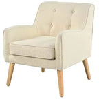 Fauteuil d'appoint en tissu Okak, fauteuil club capitonné, fauteuil élégant et confortable avec pieds en bois de bouleau pour salon ou chambre à coucher