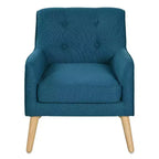 Fauteuil d'appoint en tissu Okak, fauteuil club capitonné, fauteuil élégant et confortable avec pieds en bois de bouleau pour salon ou chambre à coucher
