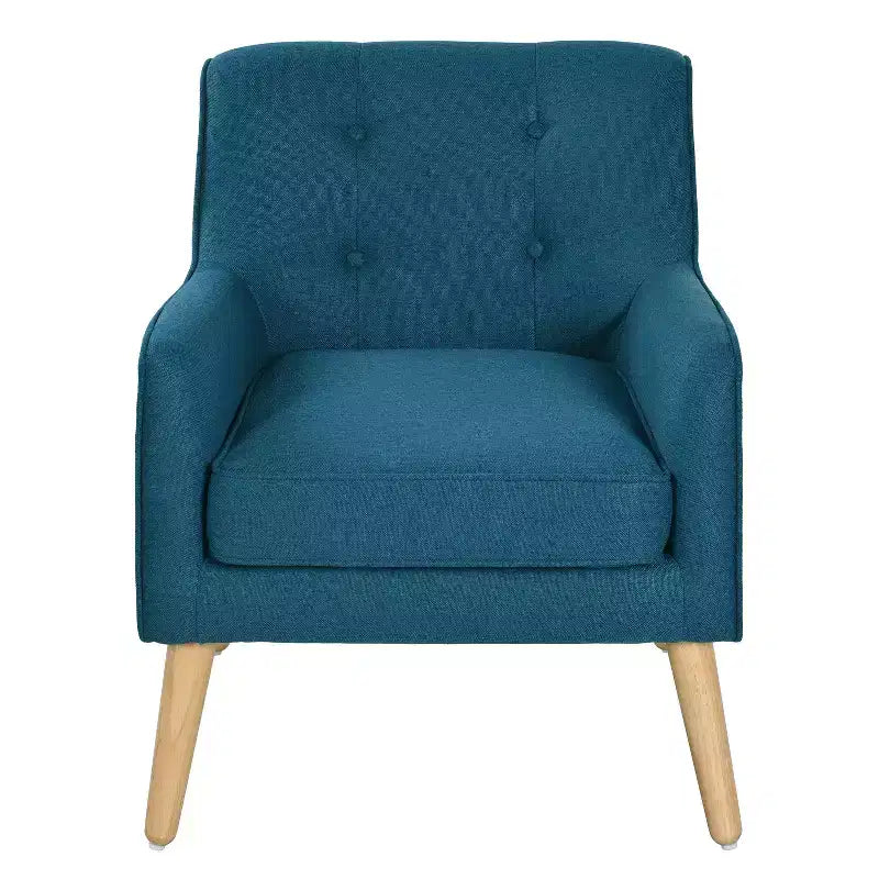 Fauteuil d'appoint en tissu Okak, fauteuil club capitonné, fauteuil élégant et confortable avec pieds en bois de bouleau pour salon ou chambre à coucher