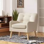 Fauteuil d'appoint en tissu Okak, fauteuil club capitonné, fauteuil élégant et confortable avec pieds en bois de bouleau pour salon ou chambre à coucher