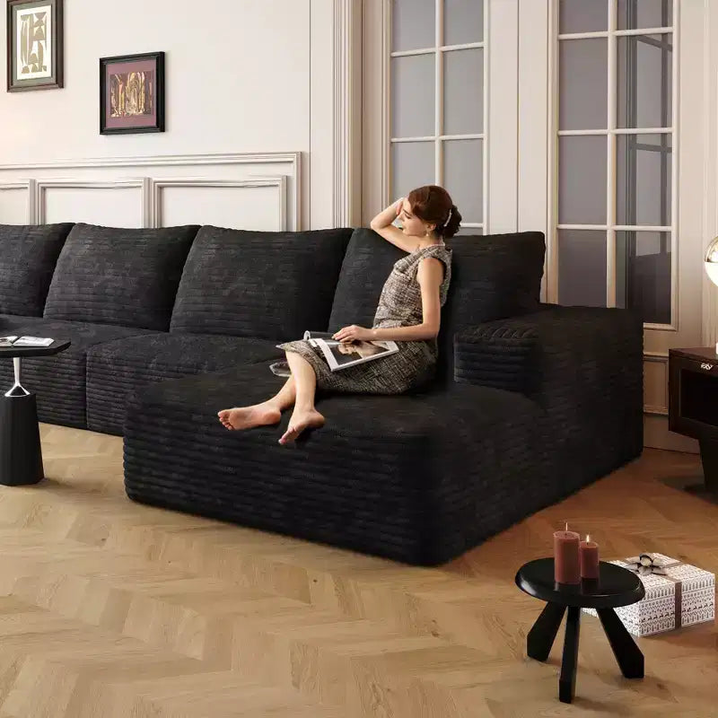 MAYEERTY Canapé d'angle nuage 107 - Angle 107, Velours côtelé, Assise profonde, Aucun assemblage requis, pour Salon/Chambre à coucher