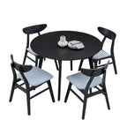 Ensemble de salle à manger rond 5 pièces GDFStudio Lambert moderne en bois d'hévéa et tissu rembourré