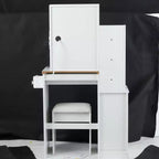 Okak 29.2 Ensemble coiffeuse et chaise, petite coiffeuse de chevet gauche avec miroir LED coulissant tactile extra large, noir