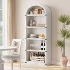 Bibliothèque 5 étagères, bibliothèque arquée 182 cm, étagère de rangement style ferme, étagères en bois pour bureau, salon