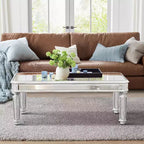 Mirror Coffee Table Cocktail Table Modern Sofa Side Table Accent Table Center Table, Rectangular/Round, Silver-ModernLuxe