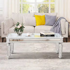 Table basse miroir, Table de salon moderne, Table d'appoint de canapé, Table d'appoint, Table centrale, Rectangulaire/Ronde, Argent-ModernLuxe