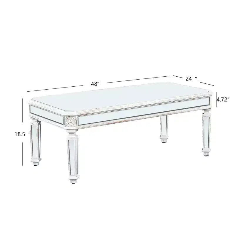 Table basse miroir, Table de salon moderne, Table d'appoint de canapé, Table d'appoint, Table centrale, Rectangulaire/Ronde, Argent-ModernLuxe