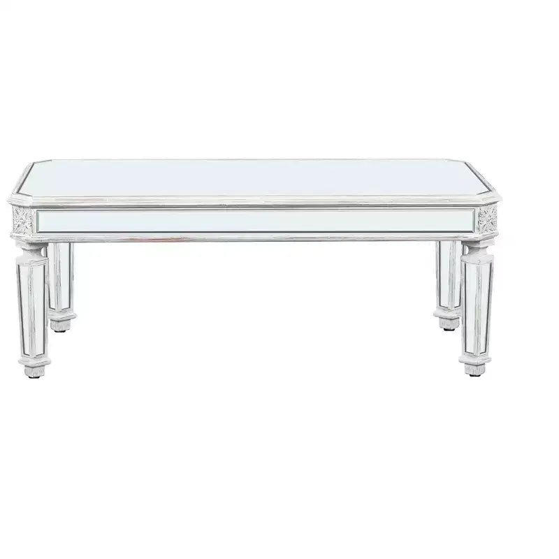 Table basse miroir, Table de salon moderne, Table d'appoint de canapé, Table d'appoint, Table centrale, Rectangulaire/Ronde, Argent-ModernLuxe