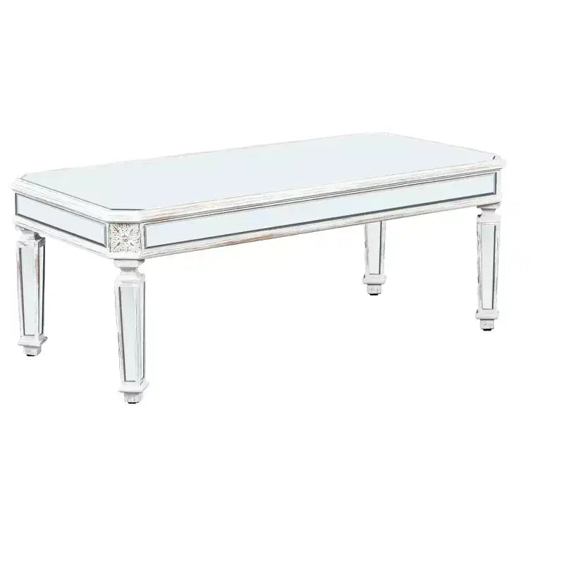 Table basse miroir, Table de salon moderne, Table d'appoint de canapé, Table d'appoint, Table centrale, Rectangulaire/Ronde, Argent-ModernLuxe