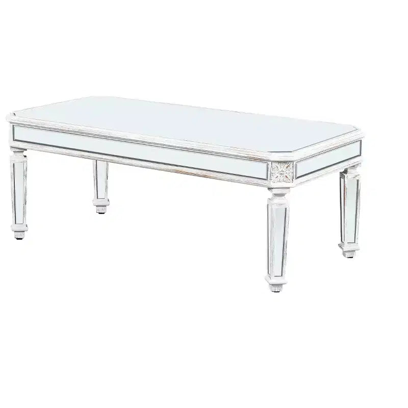 Table basse miroir, Table de salon moderne, Table d'appoint de canapé, Table d'appoint, Table centrale, Rectangulaire/Ronde, Argent-ModernLuxe