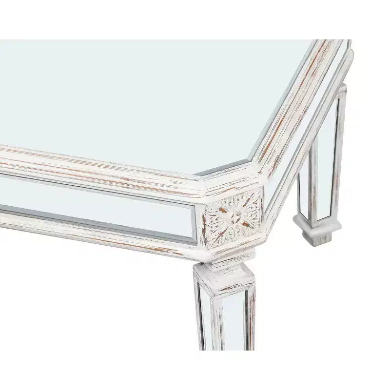Table basse miroir, Table de salon moderne, Table d'appoint de canapé, Table d'appoint, Table centrale, Rectangulaire/Ronde, Argent-ModernLuxe