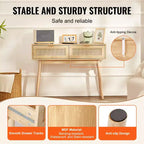Console en rotin VEVOR avec 2 tiroirs de rangement, table d'entrée en rotin avec porte coulissante en rotin naturel, table de console/canapé, naturel