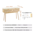 Console en rotin VEVOR avec 2 tiroirs de rangement, table d'entrée en rotin avec porte coulissante en rotin naturel, table de console/canapé, naturel