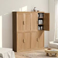 72x62x16 Wood Accent Cabinet in Natural Color, Storage Organizer with Adjustable Shelves for Kitchen Bedroom Entryway Living Room Dinning Room