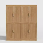 Meuble d'appoint en bois 72x62x16 de couleur naturelle, Organiseur de rangement avec étagères réglables pour cuisine, chambre, entrée, salon, salle à manger