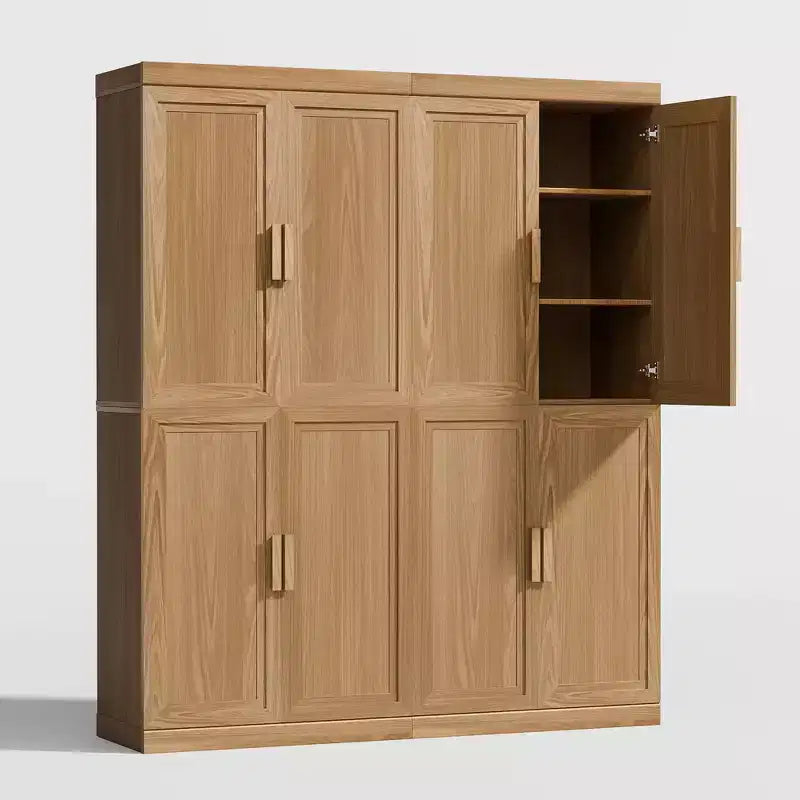 Meuble d'appoint en bois 72x62x16 de couleur naturelle, Organiseur de rangement avec étagères réglables pour cuisine, chambre, entrée, salon, salle à manger