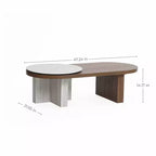 Table basse ovale LuxenHome en bois MDF style travertin et finition noyer, marron