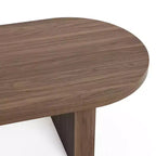 Table basse ovale LuxenHome en bois MDF style travertin et finition noyer, marron