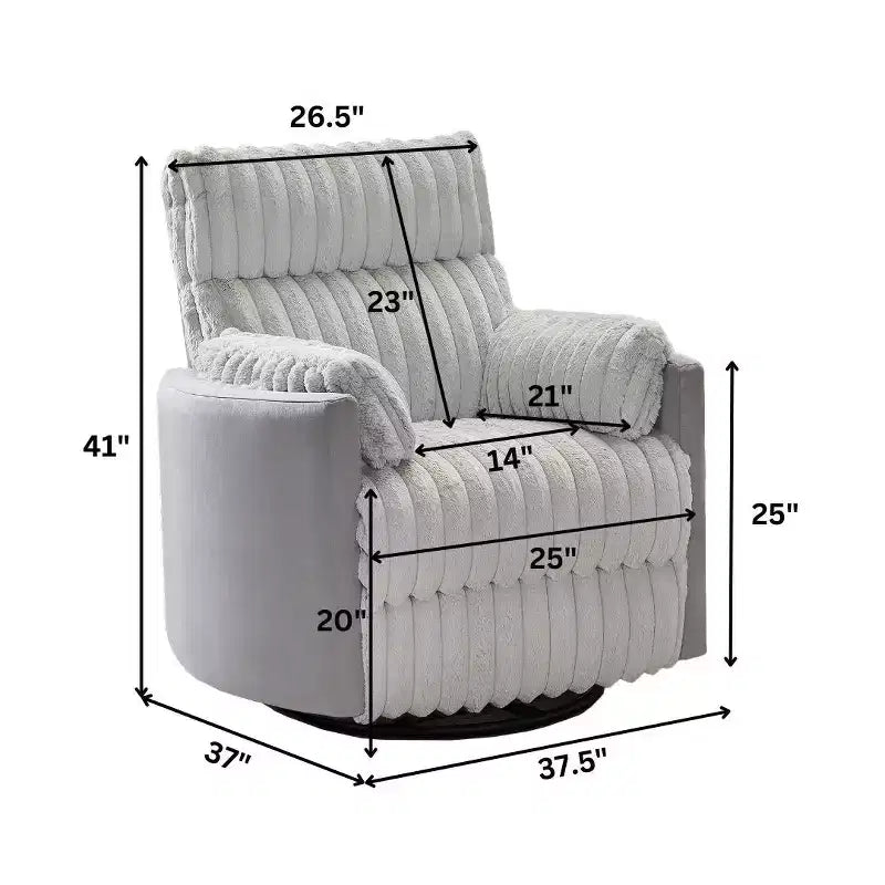 Fauteuil inclinable manuel en velours côtelé à grosses côtes Bocaton de Roundhill Furniture