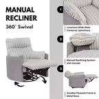 Fauteuil inclinable manuel en velours côtelé à grosses côtes Bocaton de Roundhill Furniture
