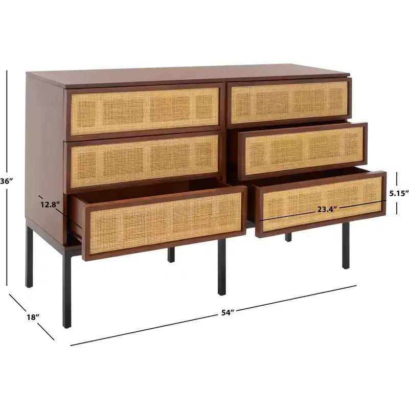 Commode 6 tiroirs en rotin Zadie - DRS5003 - Safavieh